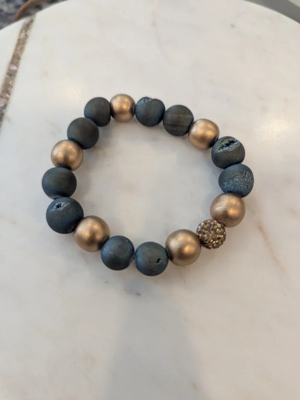 Beautiful Beaded Druzy And Rhinestone Bracelet